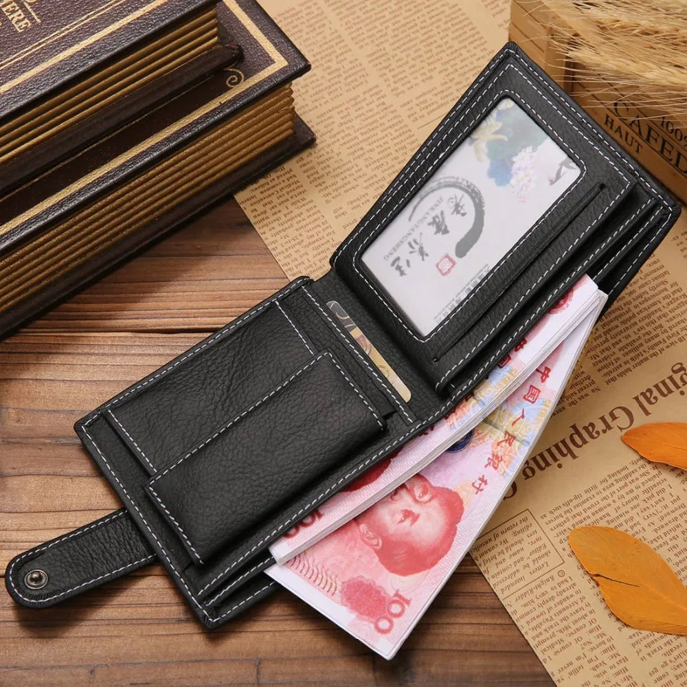 Cartera de Hombre JINBAOLAI en Cuero Genuino, Estilo Vintage con Cremallera, Alta Calidad