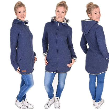 Chaqueta de Maternidad con Portabebés - Abrigo de Primavera/Otoño con Canguro y Cierre de Cremallera para Mujeres Embarazadas