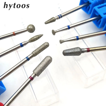 Juego de 25 Brocas de Diamante para Torno de Uñas HYTOOS 3/32" - Fresas Rotativas para Cutículas de Manicura, Accesorios de Torno para Uñas, Herramientas de Arte para Uñas