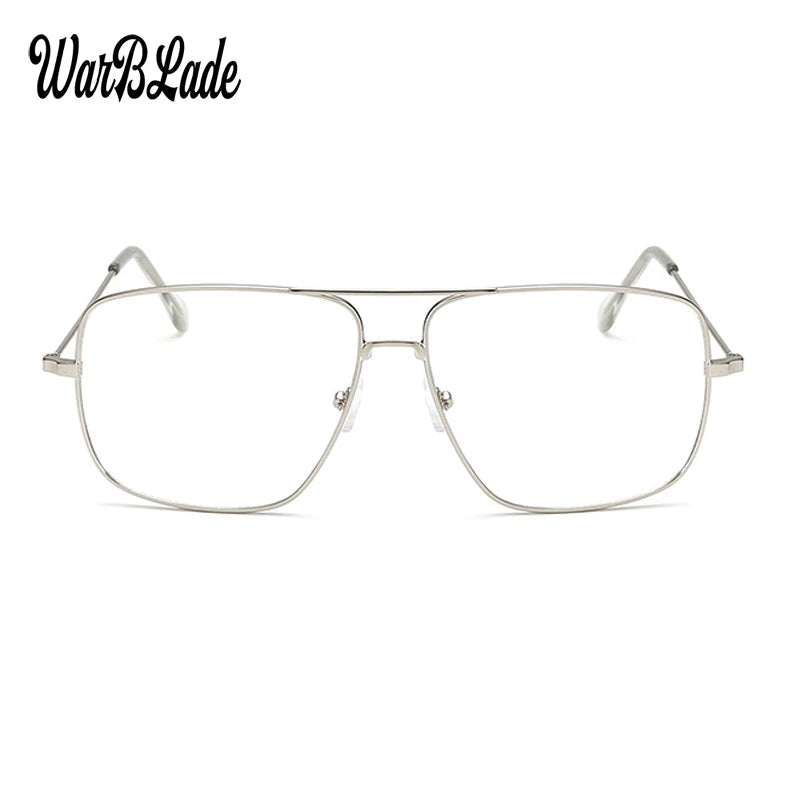 WarBLade - Gafas de Sol con Montura de Metal Dorado para Hombre y Mujer, Lentes Ópticas Cuadradas Retro, Lentes Transparentes de Nerd
