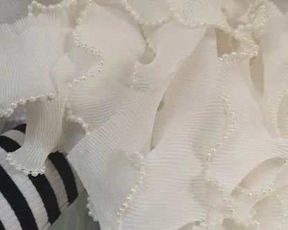 Encaje Tul con Flores Blancas - Cinta de Ruffle 6 cm Ancho para Costura y Decoración DIY en Vestidos y Guipur