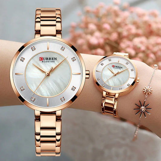 Relojes de Oro Rosa para Mujer, Accesorio de Marca Superior de Lujo, de Cuarzo, Resistente al Agua
