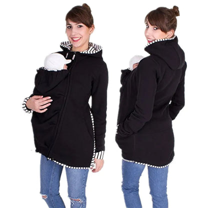 Chaqueta de Maternidad con Portabebés - Abrigo de Primavera/Otoño con Canguro y Cierre de Cremallera para Mujeres Embarazadas