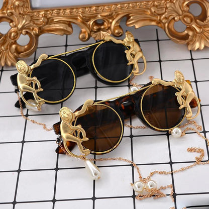 Gafas de Sol Barrocas Steampunk para Mujer - Lentes Redondas UV400, Estilo Vintage RS663