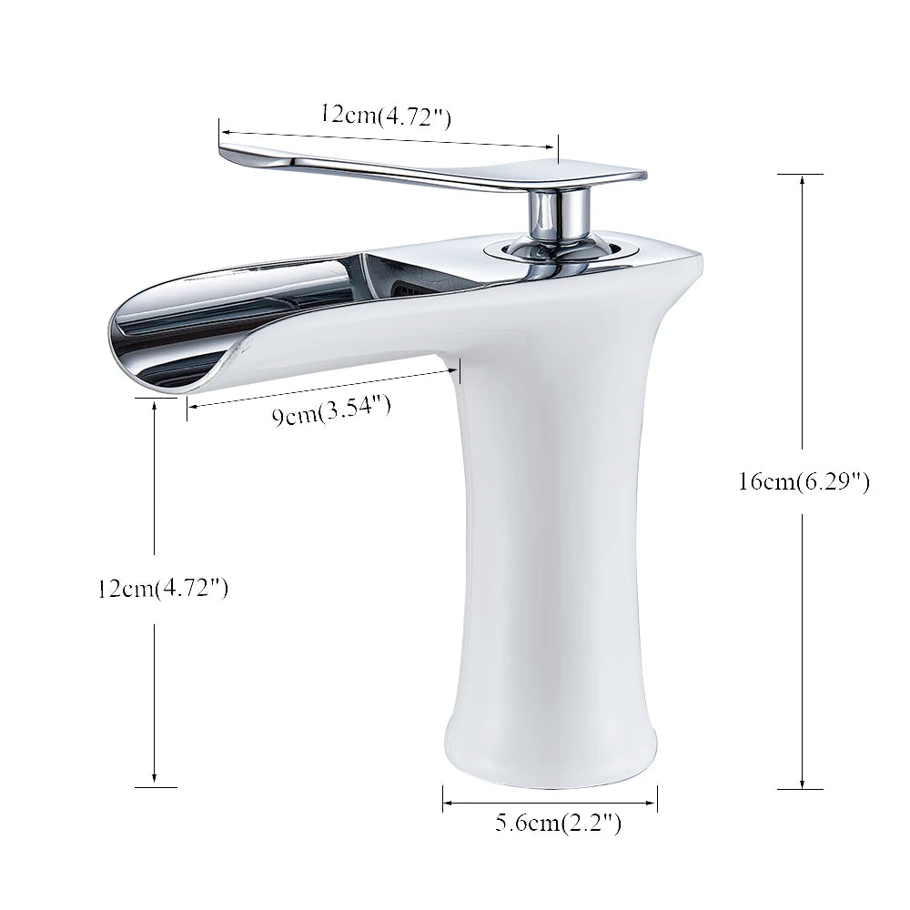 Grifo de Lavabo en Cascada de Latón Antiguo | Mezclador de Agua Caliente y Fría | Grifo de Baño con Manija Única | Accesorio de Lavabo Elegante