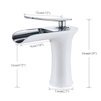 Grifo de Lavabo en Cascada de Latón Antiguo | Mezclador de Agua Caliente y Fría | Grifo de Baño con Manija Única | Accesorio de Lavabo Elegante