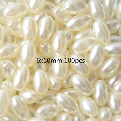 Cuentas de Perlas Imitación en Forma de Gota de Agua, Baratas y Mixtas para Joyería DIY, 1mm de Diámetro