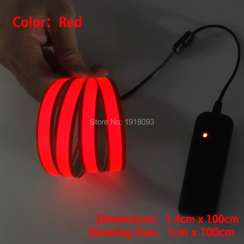 Tira LED EL de 100CM con Controlador DC-3V y 8 Colores Opcionales - Ideal para Coche, Casa, Fiesta, Exhibición, Hoteles y Bar