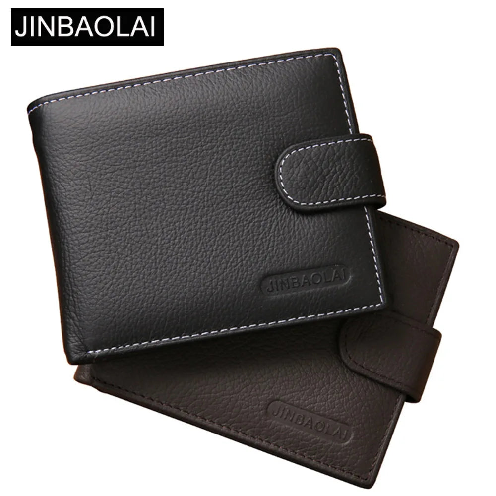 Cartera de Hombre JINBAOLAI en Cuero Genuino, Estilo Vintage con Cremallera, Alta Calidad