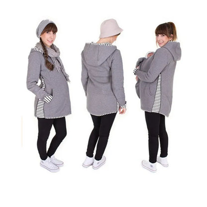 Chaqueta de Maternidad con Portabebés - Abrigo de Primavera/Otoño con Canguro y Cierre de Cremallera para Mujeres Embarazadas
