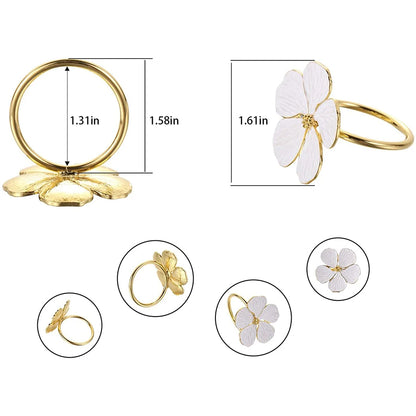 Anillo de Servilleta Floreciente - Soporte de Servilletas de Flor de Ciruelo, Hebilla Decorativa para Hotel y Fiesta, Set de 4 Piezas