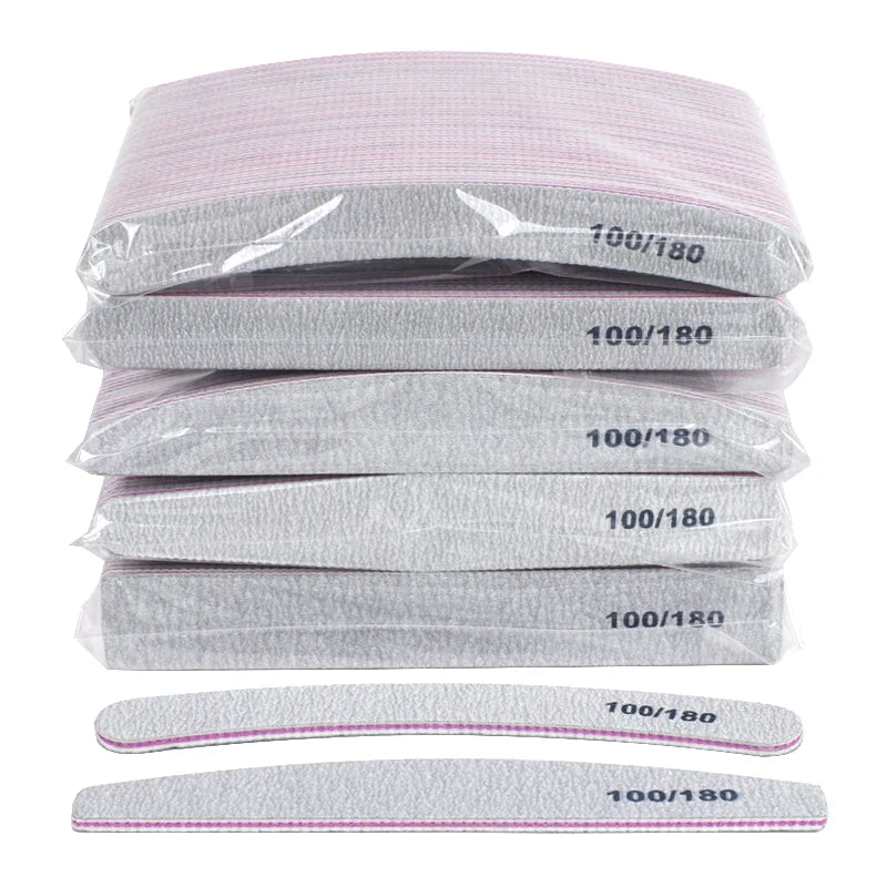 Limas grises para manicura y pedicura, bloque pulidor de doble cara, 100/180, 50 unidades por lote