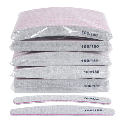 Limas grises para manicura y pedicura, bloque pulidor de doble cara, 100/180, 50 unidades por lote