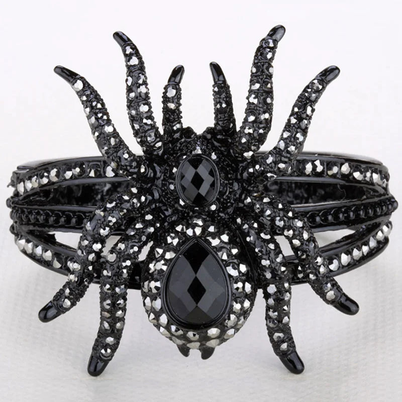 Pulsera de araña para mujer, brazalete ostentoso de Halloween, regalos de joyería para mujer, color dorado y plateado antiguo, venta al por mayor, envío directo A04