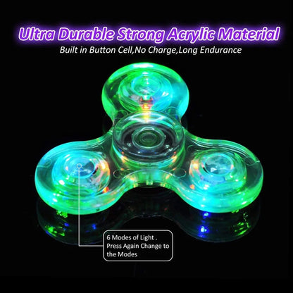 Spinner de cristal luminoso con luz LED para niños, giroscopio cinético que brilla en la oscuridad, EDC, juguetes para aliviar el estrés