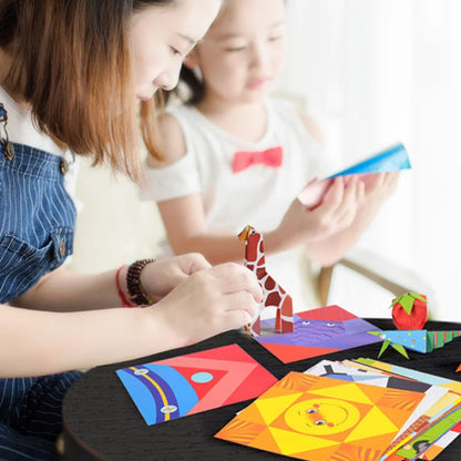 Juguetes de Manualidades para Bebés - Libro de Cortes de Papel Origami de Animales en Caricatura, Puzzles Educativos para Niños, Juguete de Aprendizaje Temprano