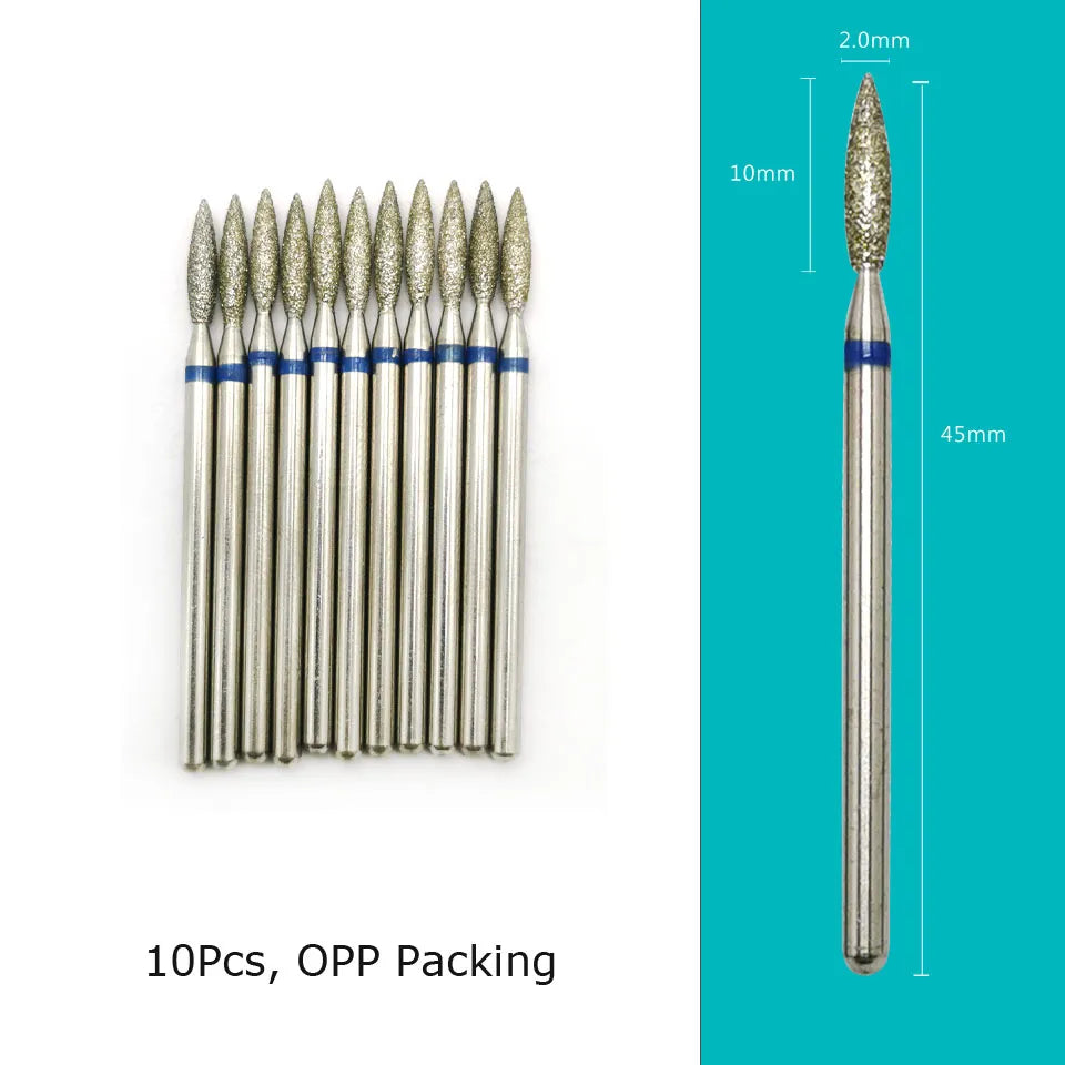 Set de 10 Brocas para Torno de Uñas HYTOOS - Fresas de Diamante para Cutículas, Cortadores para Pedicura, Accesorios para Uñas
