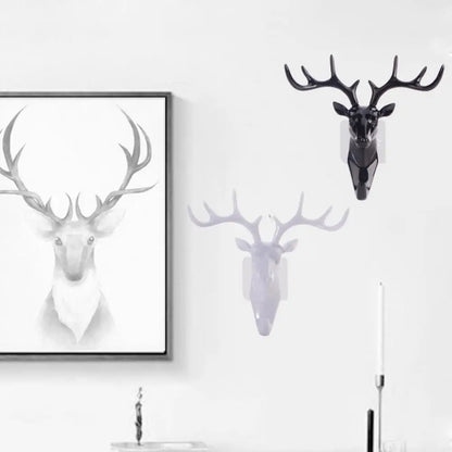 Gancho de Cornamenta con Cabeza de Ciervo - Colgador de Llaves y Adorno Decorativo para Pared