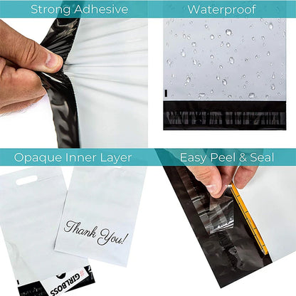 Juego de 10 Bolsas Impresas para Envíos con Asa: Bolsas de Mensajería Autoadhesivas y Resistentes al Agua de Plástico Polietileno