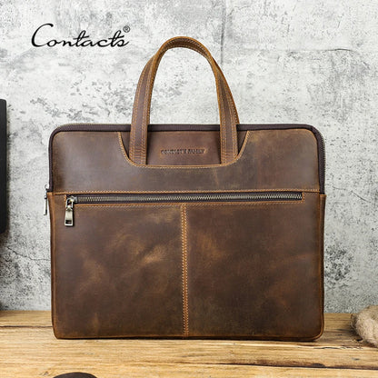 Bolsos de Mano de Cuero Crazy Horse para Hombre - Maletín de Negocios y Viaje para Laptop de 16" | Diseño Exclusivo