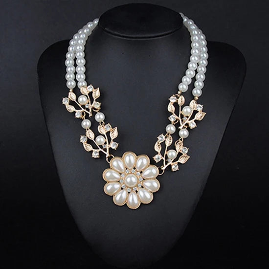 Nuevo Collar Bohemio para Mujeres con Colgante de Flor de Perla Artificial - Choker de Joyería, Regalo Mayorista para Dropshipping