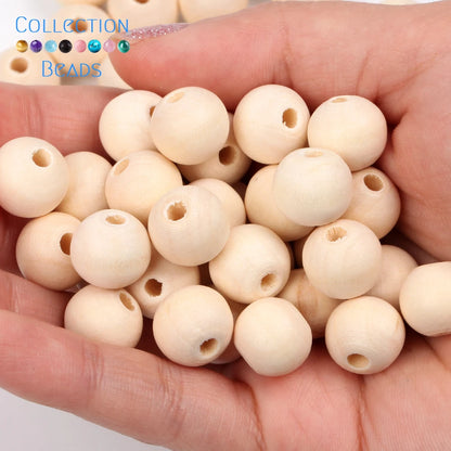 1000 Piezas de Bolas de Madera Natural para Joyería - Espaciadores Redondos de 4-50 mm, Accesorios Hechos a Mano para DIY
