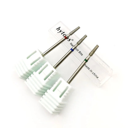 Juego de 25 Brocas de Diamante para Torno de Uñas HYTOOS 3/32" - Fresas Rotativas para Cutículas de Manicura, Accesorios de Torno para Uñas, Herramientas de Arte para Uñas