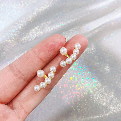 Nuevos pendientes de perlas de imitación para mujer, aretes geométricos de cristal de circón, estrellas, pendientes para niñas, joyería para Banquete de fiesta de cumpleaños
