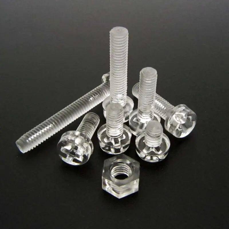 Juego de Tornillos y Tuercas Phillips M3-M6, Acrílico Transparente, 50 Juegos de Nailon