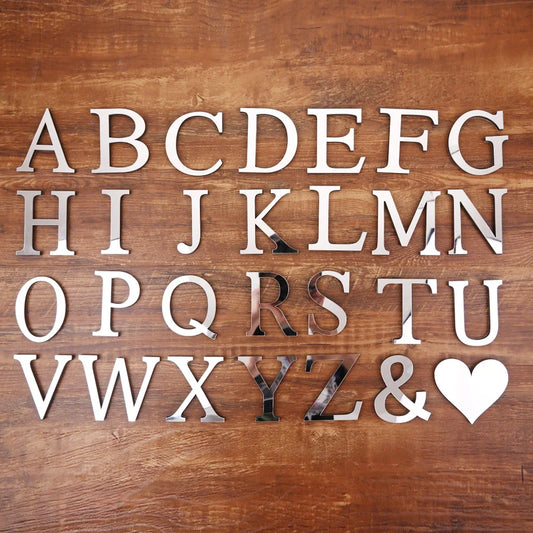 Adhesivo de Pared en Acrílico 3D con Letras Plateadas – Decoración para el Hogar, Fiestas de Cumpleaños y Bodas
