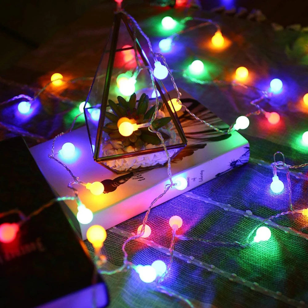Cadena de luces LED de 3M/6M/10M, 20LED, 40LED, 80LED, para vacaciones, Navidad, boda, decoración al aire libre, funciona con batería