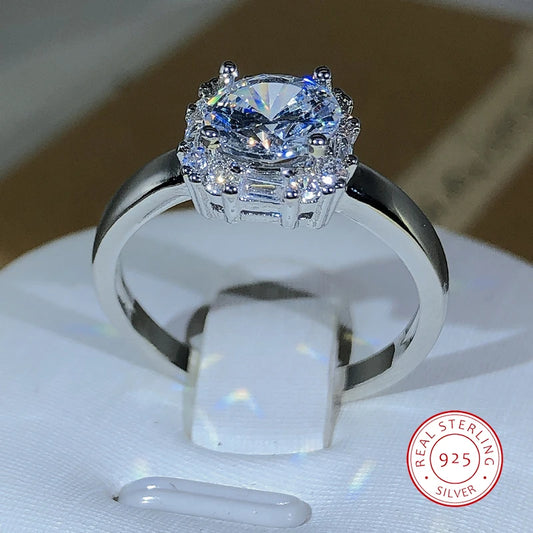 Anillos de Boda de Cuatro Garras en Plata 925: Cuadrado AAAAA con Circón Blanco
