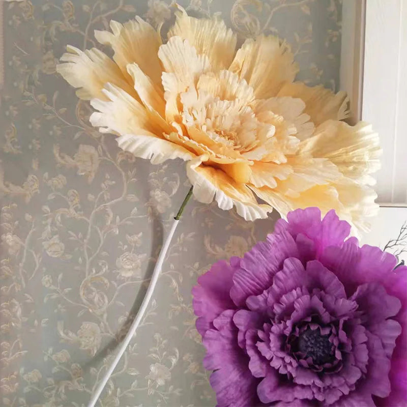Decoración de boda de terciopelo, flor artificial grande, cabeza de peonía, bricolaje, fondo de flores de boda, decoración de pared, diseño de escenario para fiesta en casa