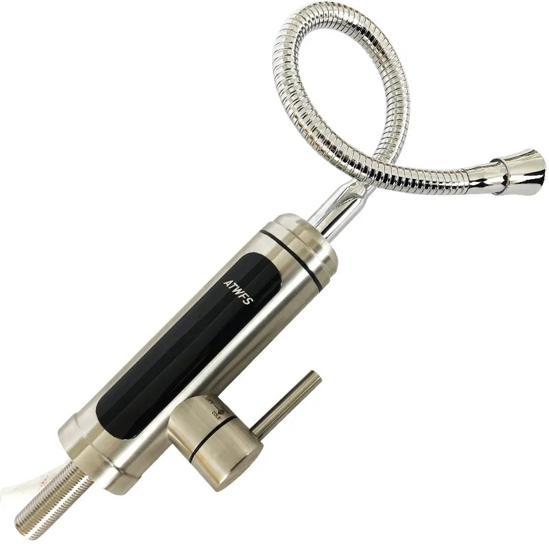 Calentador de Agua Instantáneo ATWFS para Grifo, Calentadores Sin Tanque para Cocina y Baño, Grifo Eléctrico de Agua Caliente, 220V, Carcasa de Acero Inoxidable