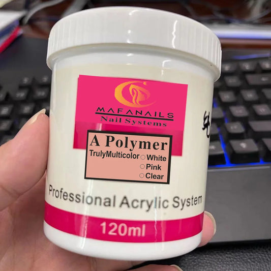 Polvo acrílico para uñas, 120G, rosa claro, blanco, tallado, constructor de polímero de cristal, extensión de uñas, polvo artístico con Caja Profesional GY &