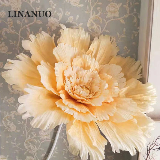 Decoración de boda de terciopelo, flor artificial grande, cabeza de peonía, bricolaje, fondo de flores de boda, decoración de pared, diseño de escenario para fiesta en casa