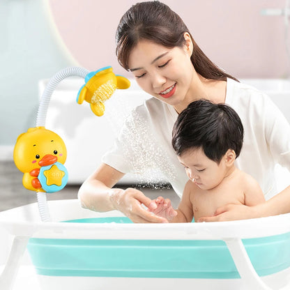Juguetes de Baño Eléctricos para Bebés, Juego de Agua con Pato y Ducha, Grifo de Agua con Rociador, Juguete de Baño Interactivo para Niños