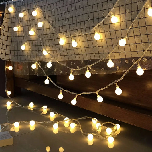 Cadena de luces LED de 3M/6M/10M, 20LED, 40LED, 80LED, para vacaciones, Navidad, boda, decoración al aire libre, funciona con batería