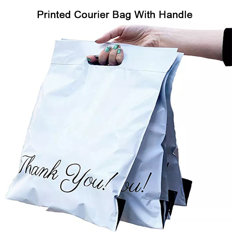 Juego de 10 Bolsas Impresas para Envíos con Asa: Bolsas de Mensajería Autoadhesivas, Resistentes al Agua y Ecológicas de Plástico Polietileno