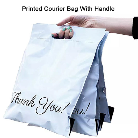 Juego de 10 Bolsas Impresas para Envíos con Asa: Bolsas de Mensajería Autoadhesivas, Resistentes al Agua y Ecológicas de Plástico Polietileno