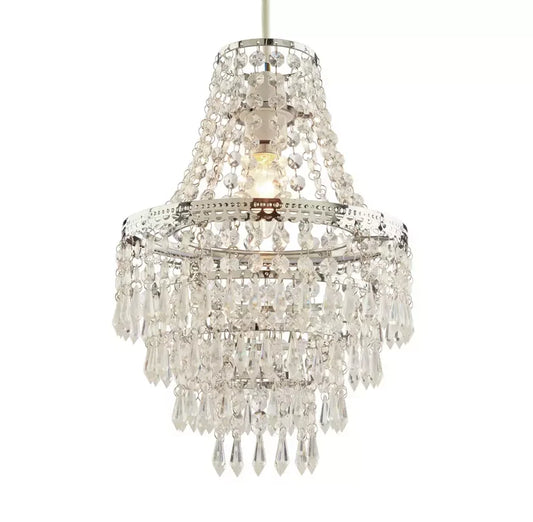 Lámpara Colgante con Cuentas de 5 Niveles, Candelabro Pequeño de 31,5 cm de Alto, Fácil Ajuste (Sin Kit de Cable de Luz)