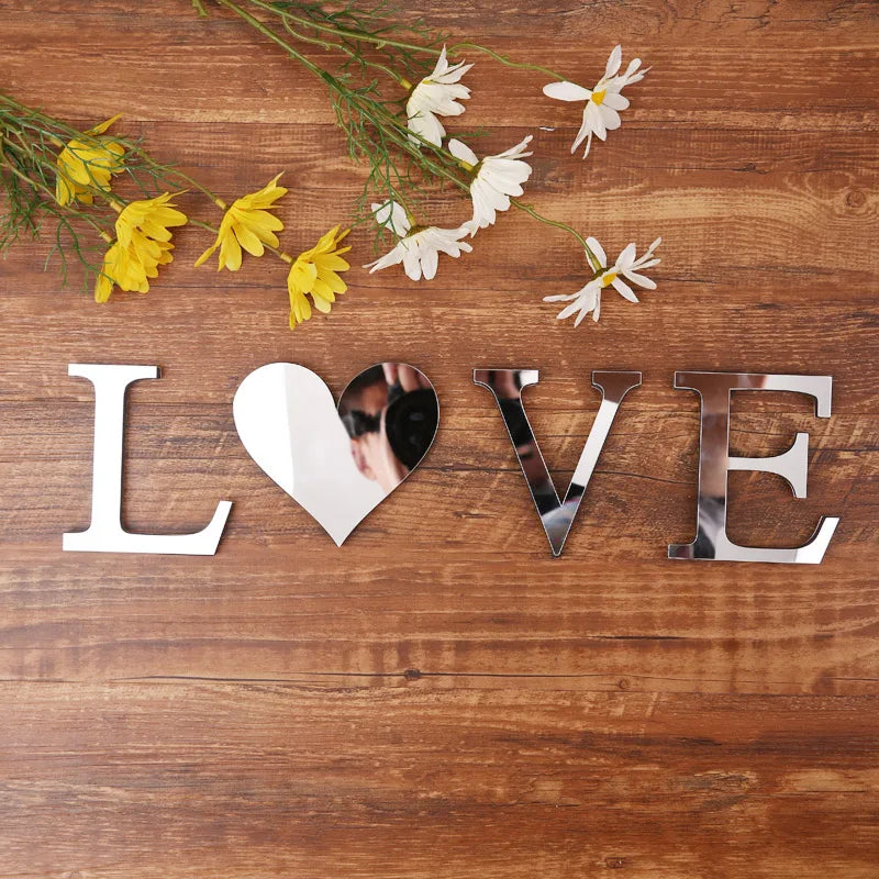Adhesivo de Pared en Acrílico 3D con Letras Plateadas – Decoración para el Hogar, Fiestas de Cumpleaños y Bodas