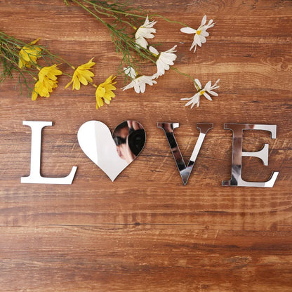 Adhesivo de Pared en Acrílico 3D con Letras Plateadas – Decoración para el Hogar, Fiestas de Cumpleaños y Bodas