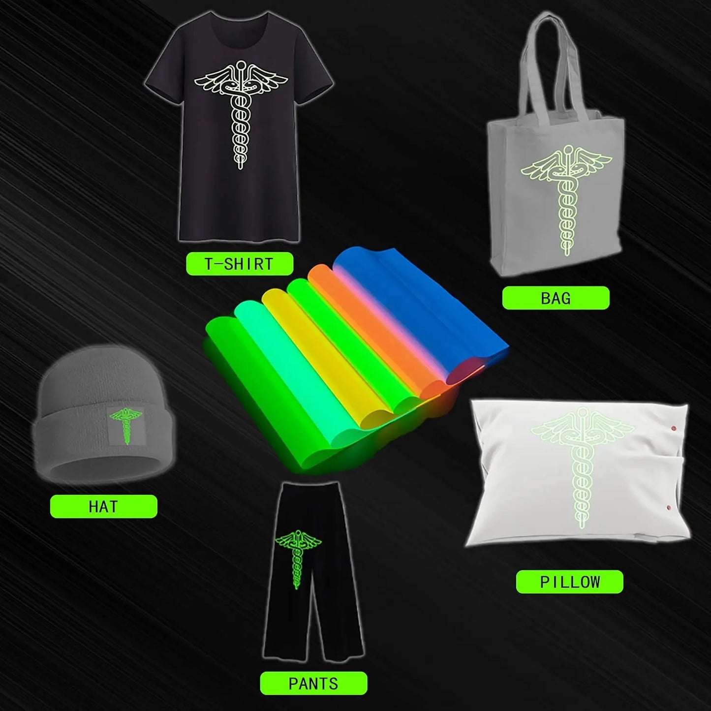 Vinilo Luminoso para Transferencia de Calor 12"x20"/30.5x50cm - Brilla en la Oscuridad para Prensa de Calor y CamisetasVinilo Luminoso para Transferencia de Calor 12"x20"/30.5x50cm - Brilla en la Oscuridad para Prensa de Calor y Camisetas