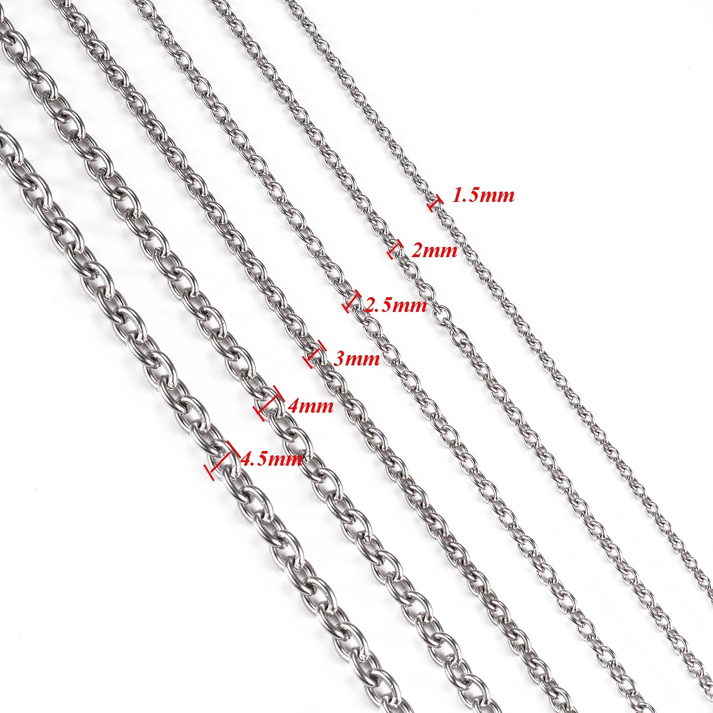 Cadena de Acero Inoxidable para Mujer y Hombre - Ancho 1.5mm a 6mm