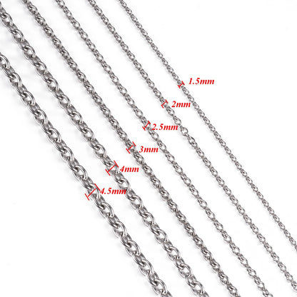 Cadena de Acero Inoxidable para Mujer y Hombre - Ancho 1.5mm a 6mm