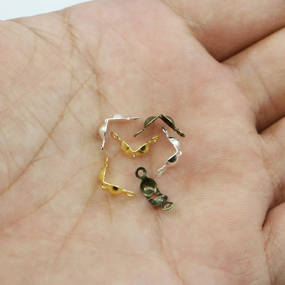 Lote de 100-200 Piezas de Conectores de Cadena de 4x7 mm - Crimps y Calottes de Aleación para Joyería DIY