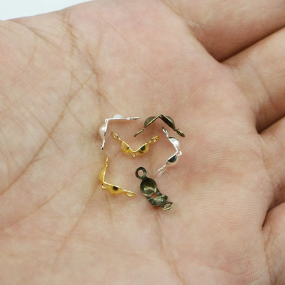 Lote de 100-200 Piezas de Conectores de Cadena de 4x7 mm - Crimps y Calottes de Aleación para Joyería DIY