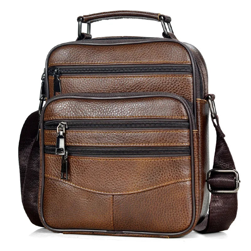 Bolso Bandolera para Hombre de Cuero Genuino – Elegante Mensajero de Marca de Lujo, Ideal para Tablets y Uso Diario