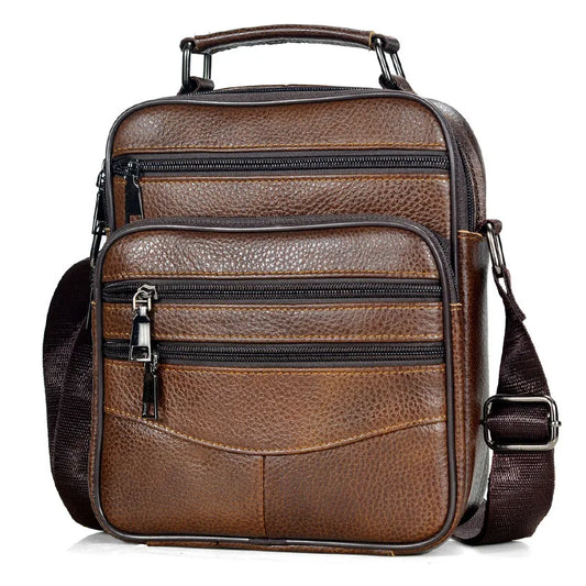 Bolso Bandolera para Hombre de Cuero Genuino – Elegante Mensajero de Marca de Lujo, Ideal para Tablets y Uso Diario